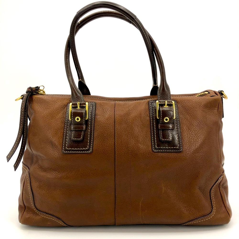 Coach Brown Pebble Leather Hamilton Satchel Bag